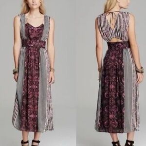 Free People Mayan Temple Dress Size 10 Midnight Combo Stripes Floral